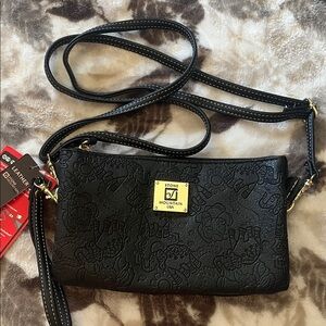 Stone Mountain Accessories Embossed Black Crossbody Bag with Charger